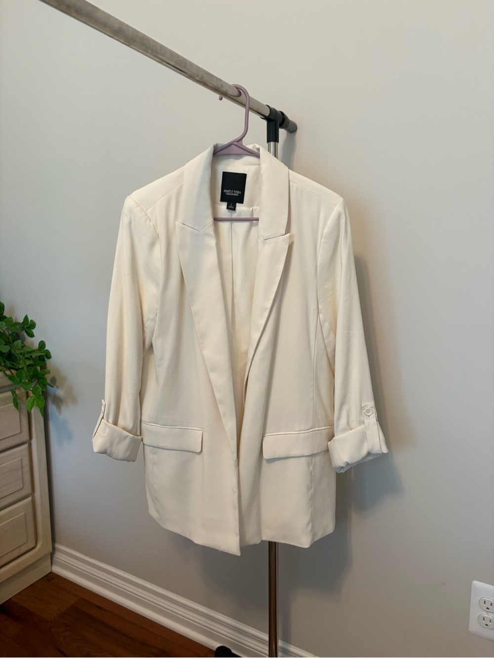 Simply Vera Wang Off-White Open-Front Blazer